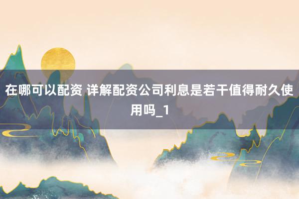 在哪可以配资 详解配资公司利息是若干值得耐久使用吗_1